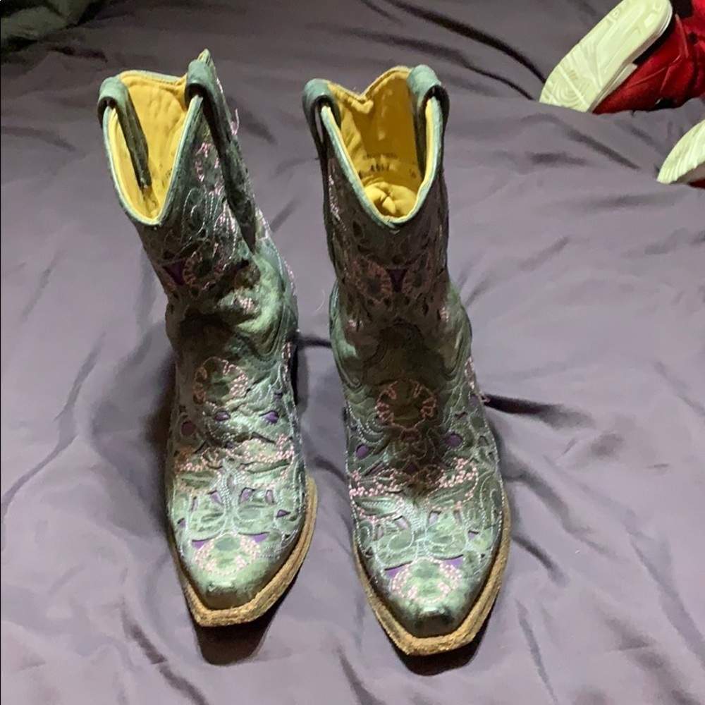 Pink and purple corral boots